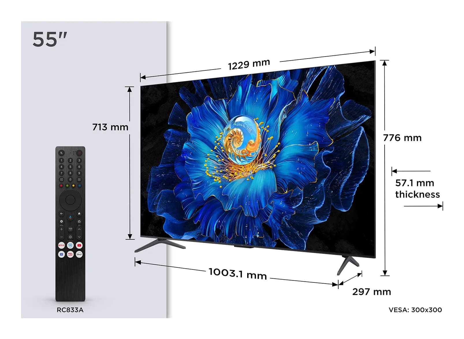 TCL 55C6KS 55"" 4K QD Mini LED Google TV, 60 Hz, Dolby Vision, metallic