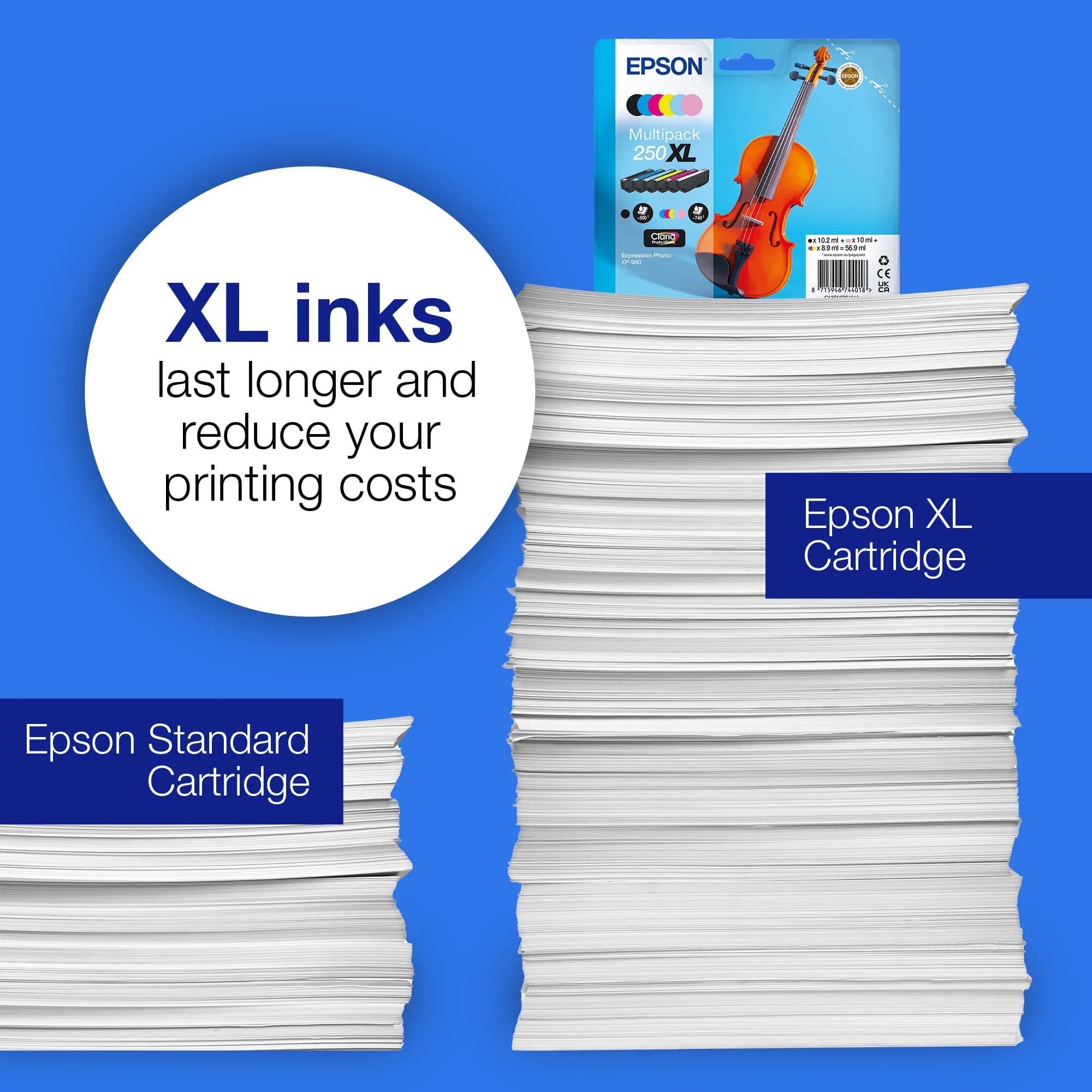 Epson 250XL -mustekasettipakkaus, musta/keltainen/syaani/magenta/vaalea syaani/vaalea magenta, 6 kpl