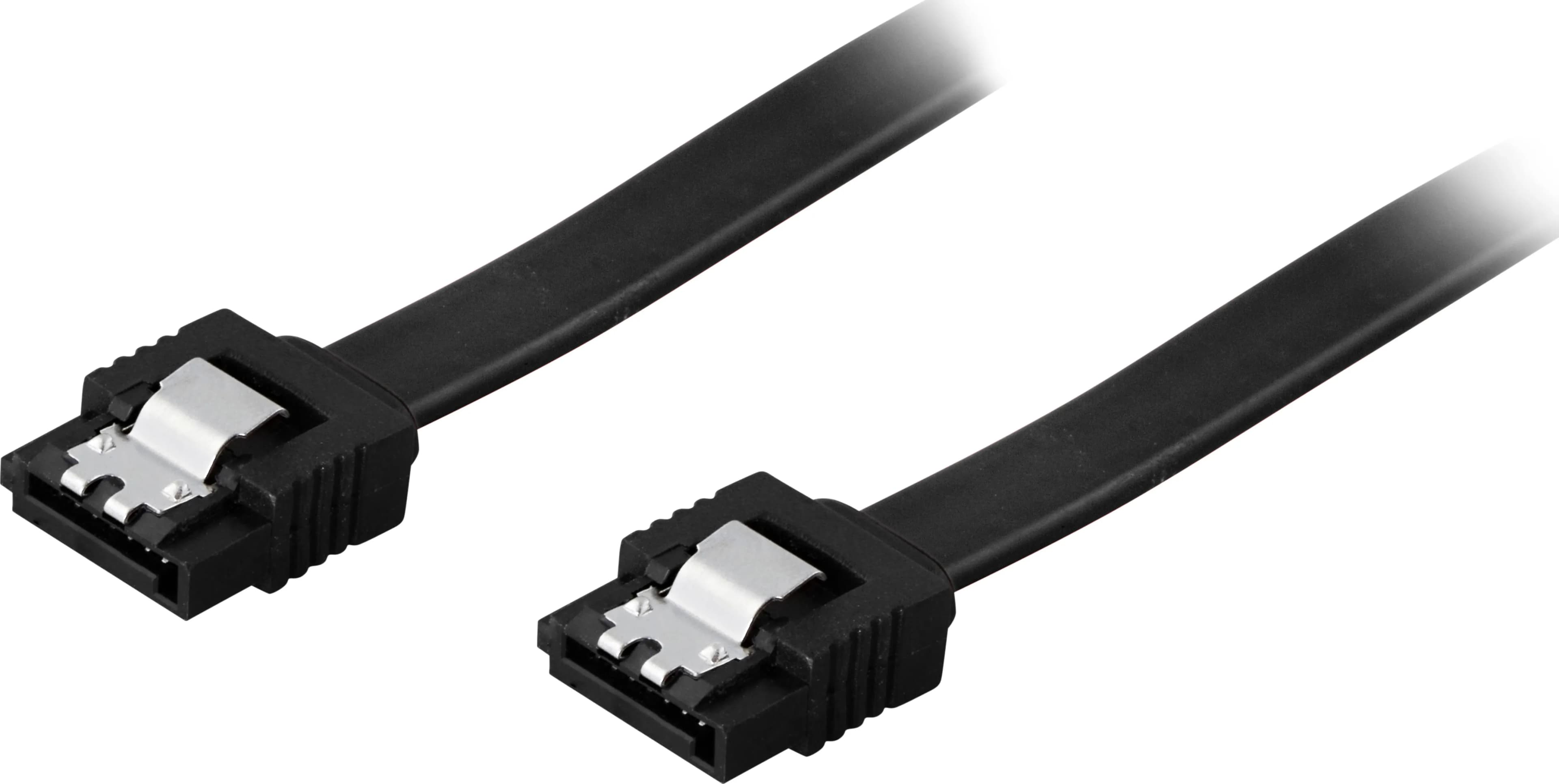 DELTACO SATA-kaapeli, SATA 6Gb/s,lukkoklipsi suora-suora, musta, 0,5m