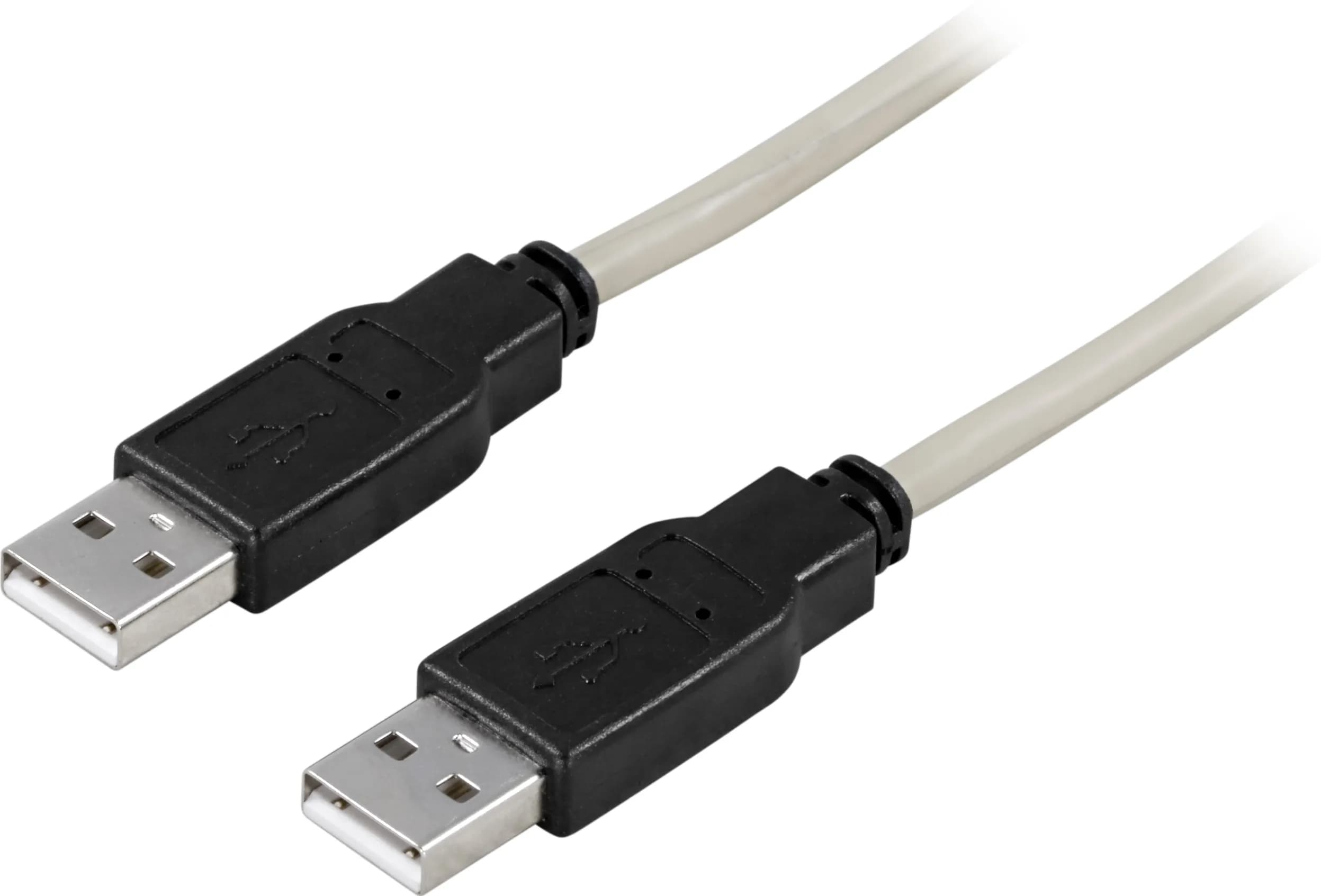 Deltaco USB-A – USB-A -kaapeli, 3 m, harmaa/musta