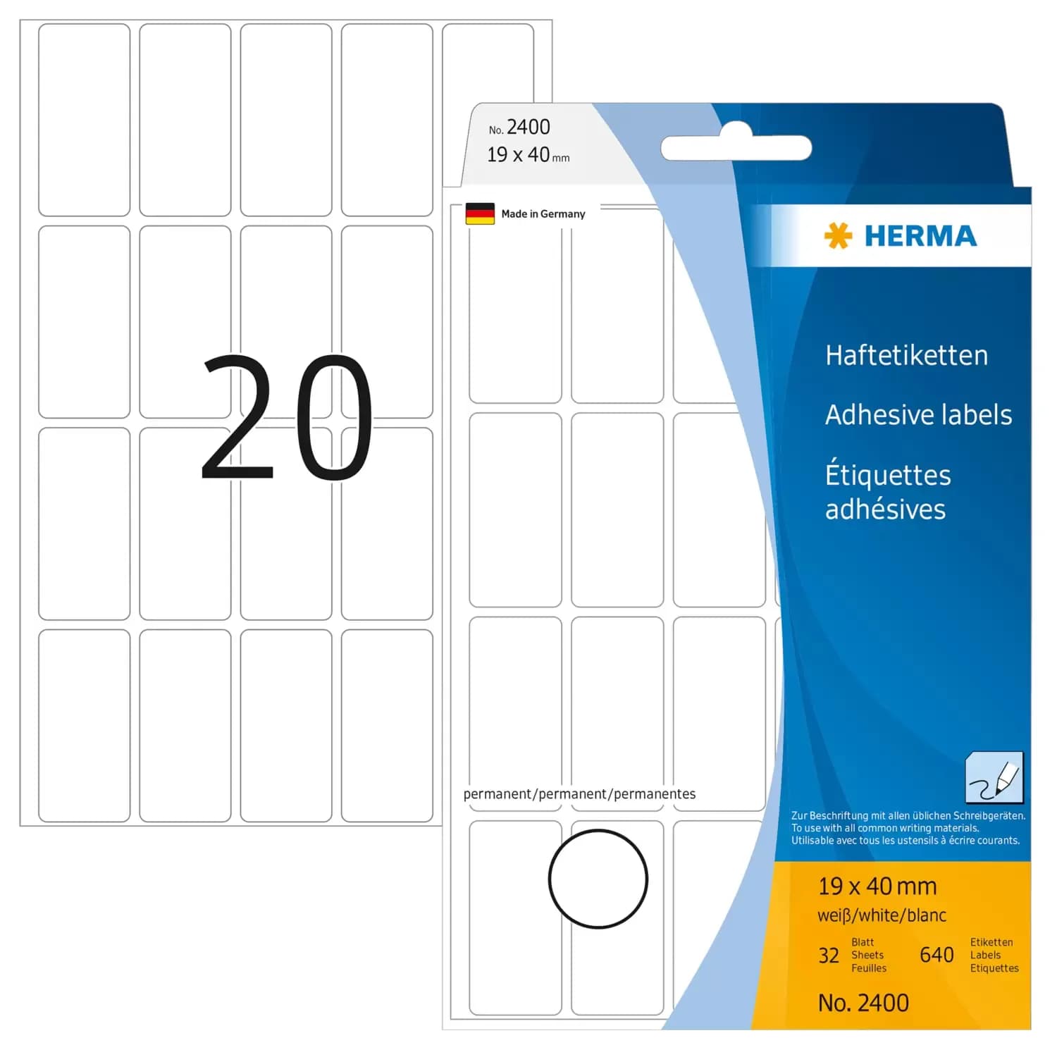 Herma label manual 19x40 white (640)