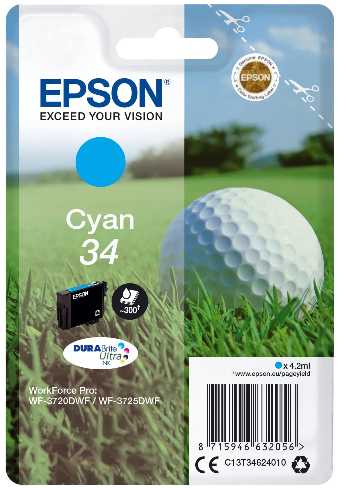 Epson T3462 -mustekasetti, 4.2 ml, cyan