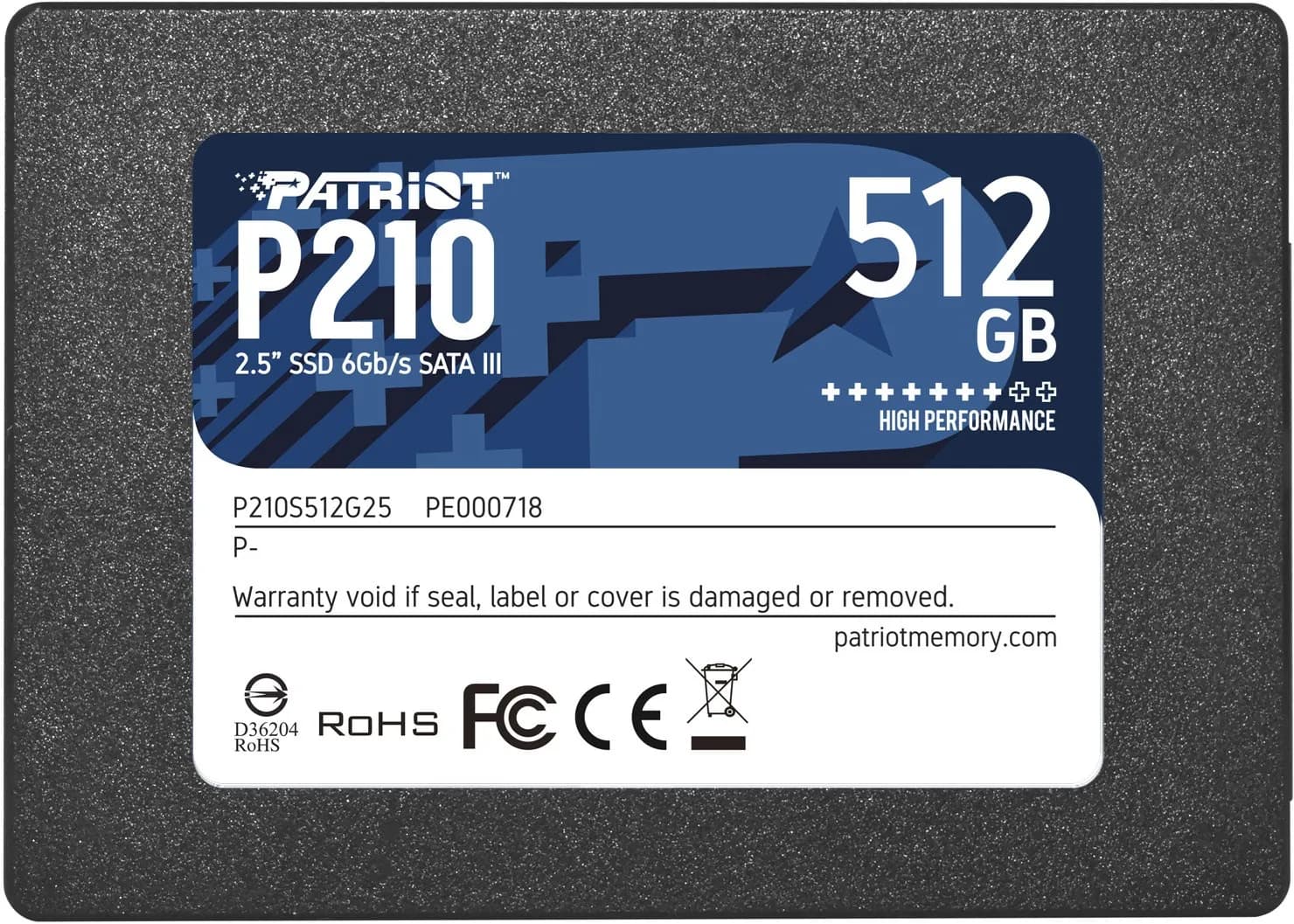 Patriot P210 512 Gt 2,5"" SATA -SSD-levy