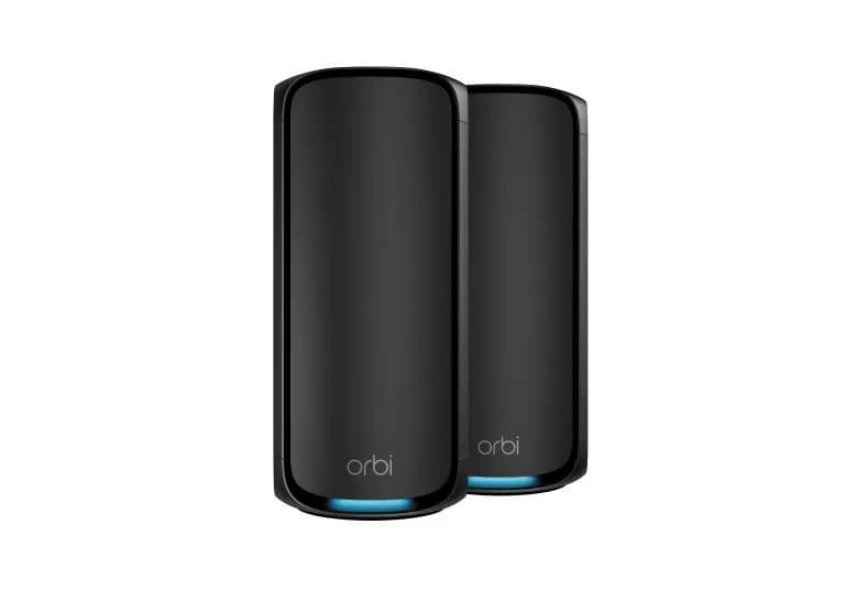 Netgear Orbi 970 Series RBE972SB -mesh WiFi -järjestelmä, Wi-Fi 7, BE27000, Quad-band, 2 kpl, 10G WAN/LAN -portilla, musta
