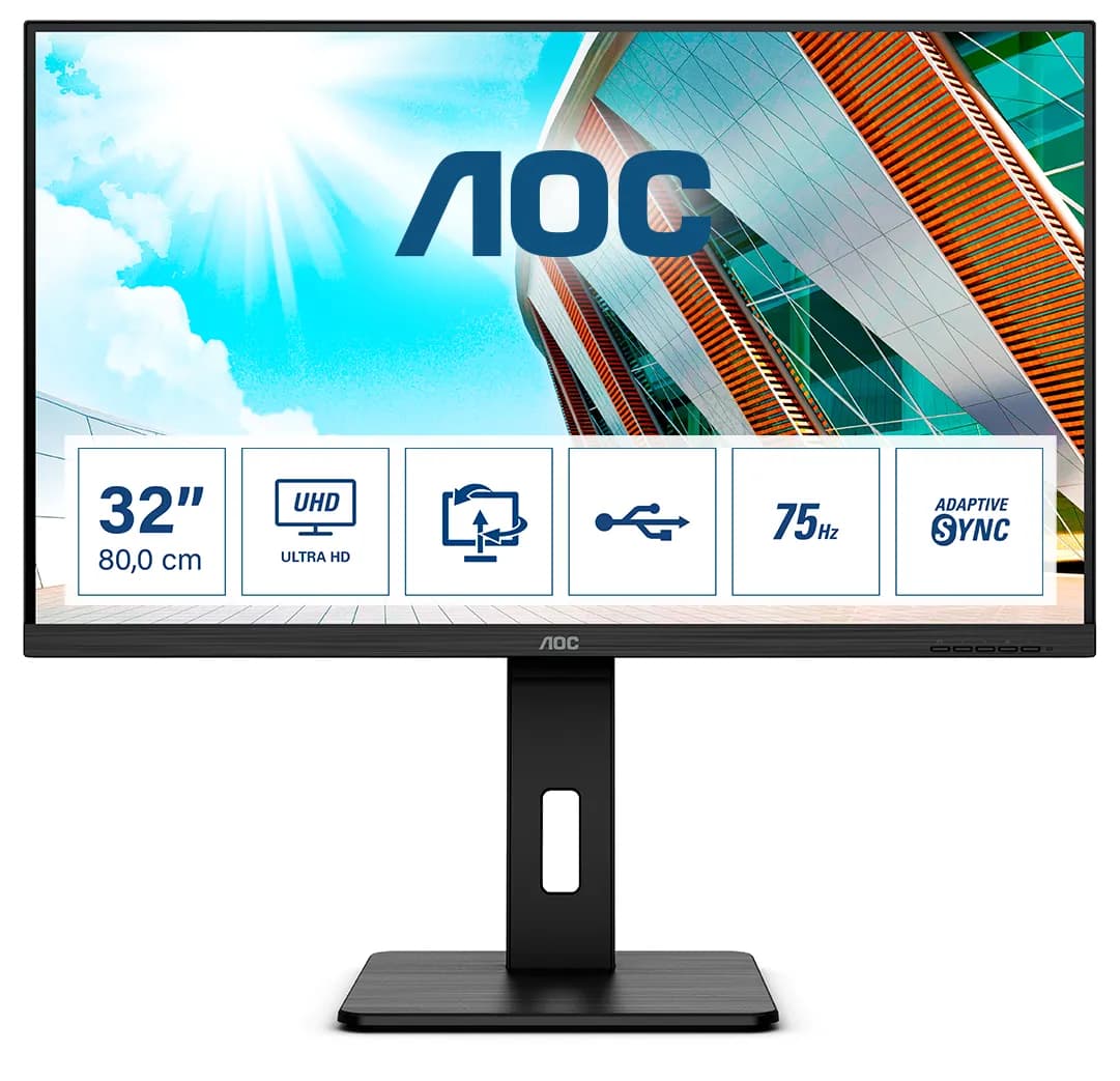 AOC U32P2 31.5"" 4K UHD, VA -näyttö, USB hub