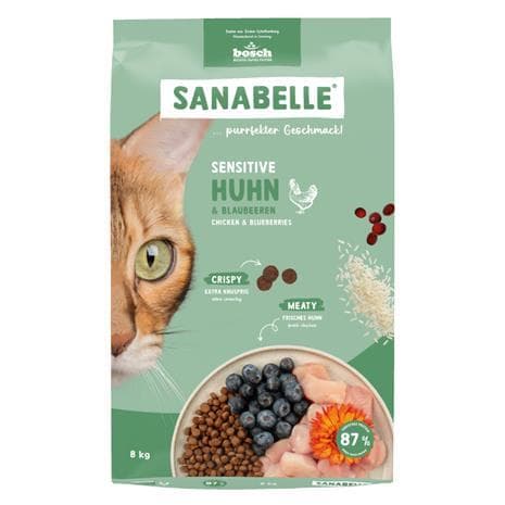 Bosch Sanabelle Sensitive Chicken & Blueberry, Kissan kuivaruoka, Adult, 8 kg