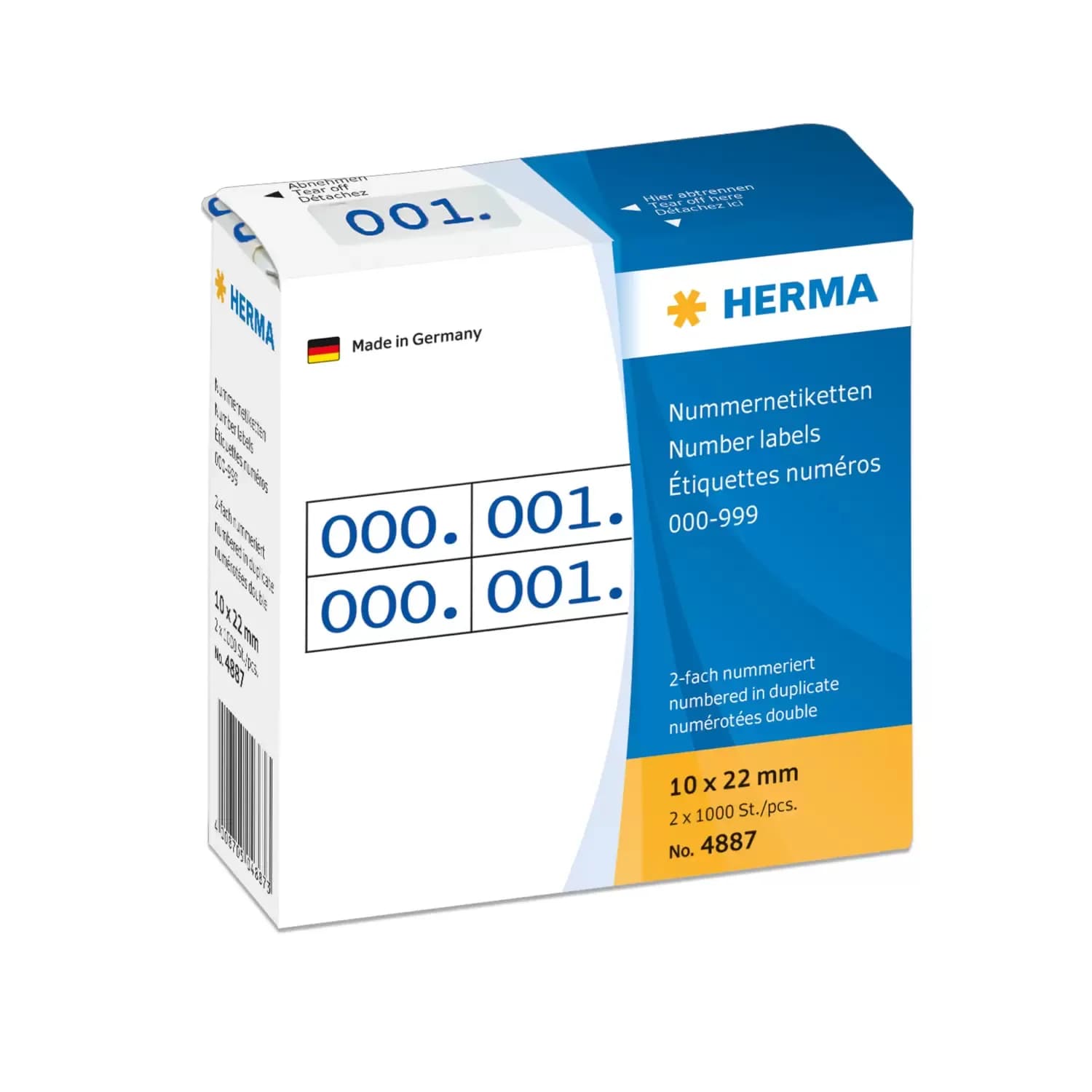 Herma label number 0-999 double 10x22 blue (2x1000)