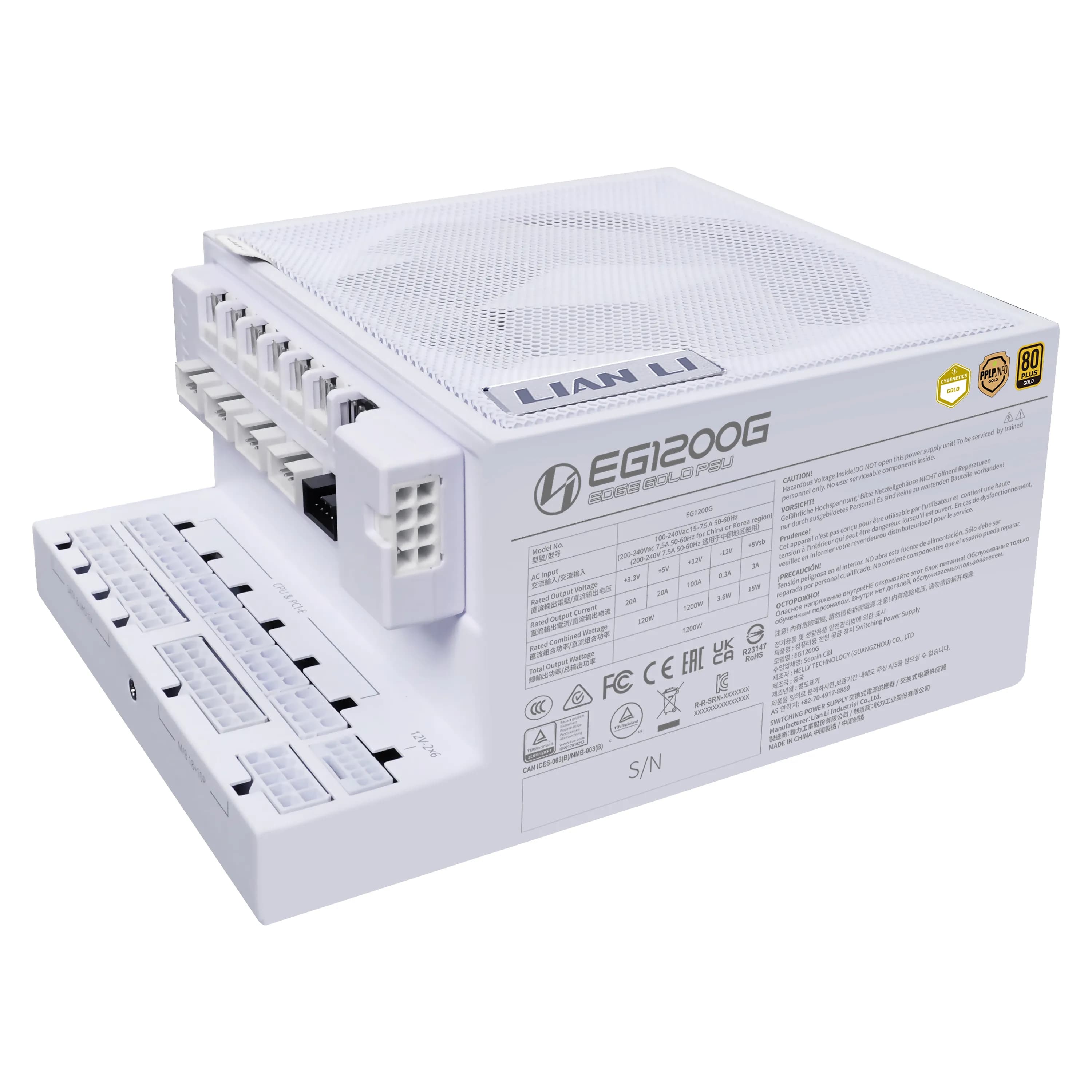 Lian Li Edge Gold White 1200W -virtalähde, 80 Plus Gold