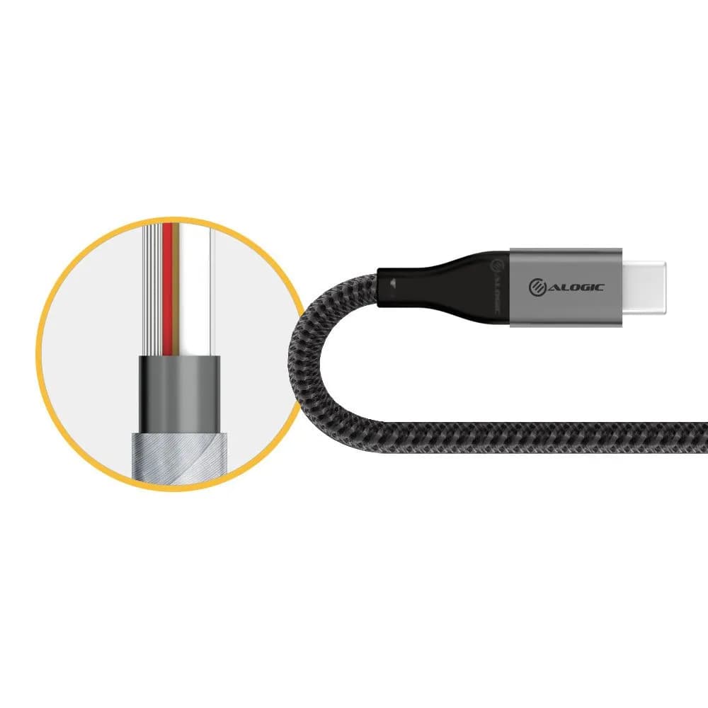 ALOGIC USB-C -kaapeli, 100 W, 1,5 m, harmaa