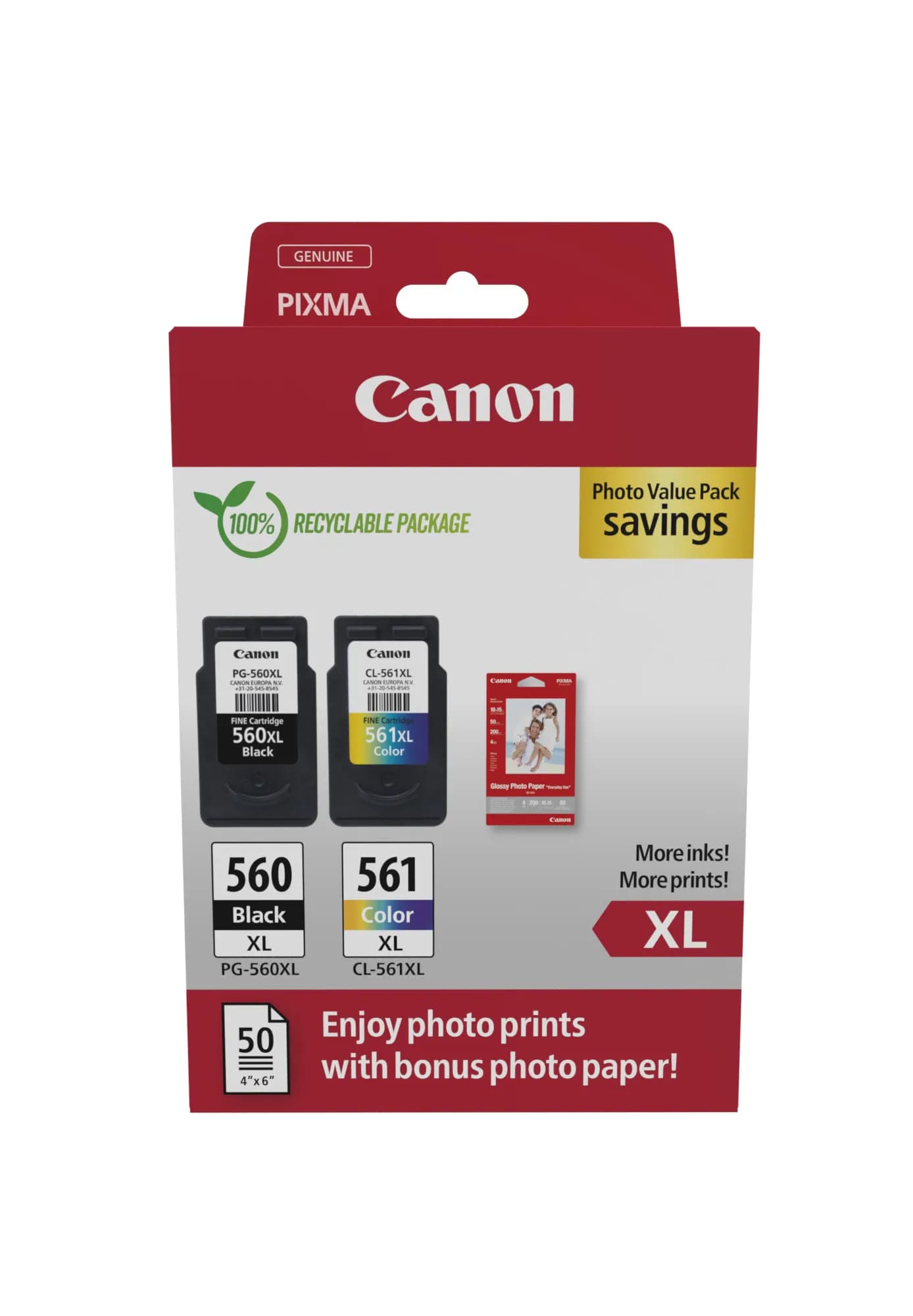 Canon PG-560XL CL-561XL -mustekasettipakkaus, musta ja väri