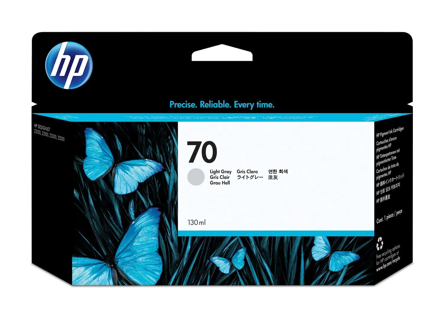 HP 70 -mustekasetti, 130 ml, vaaleanharmaa