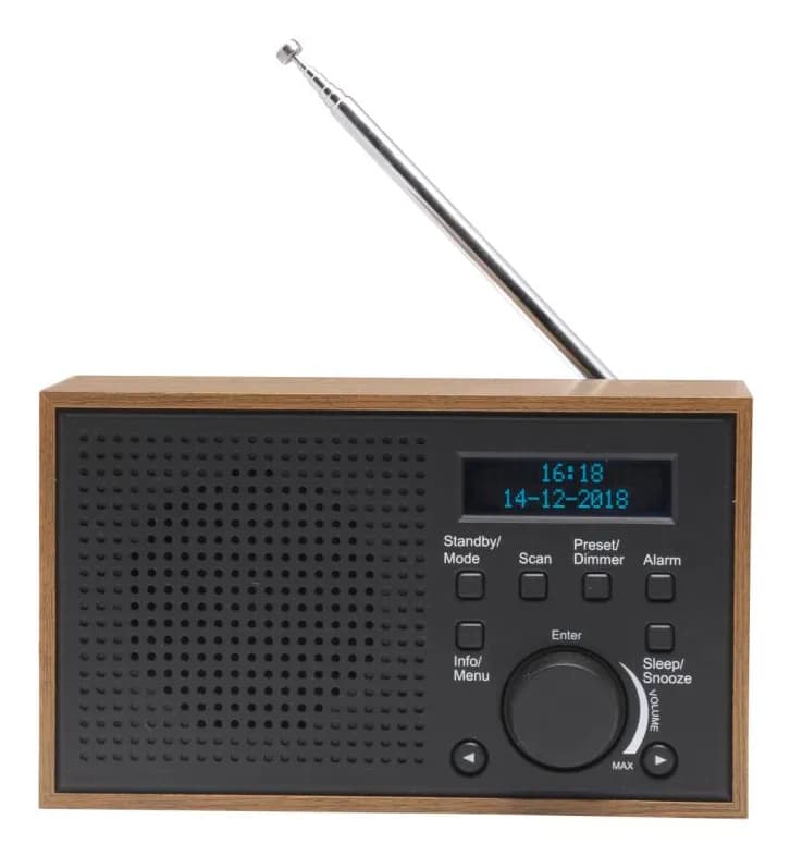 Radio DAB+/FM Klocka Alarm DAB-46DGR Trä/Grafitgrå