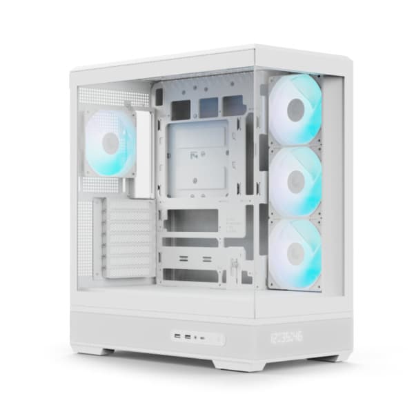 AeroCool P500B Digi -miditornikotelo ikkunalla ja RGB-valaistuksella, valkoinen
