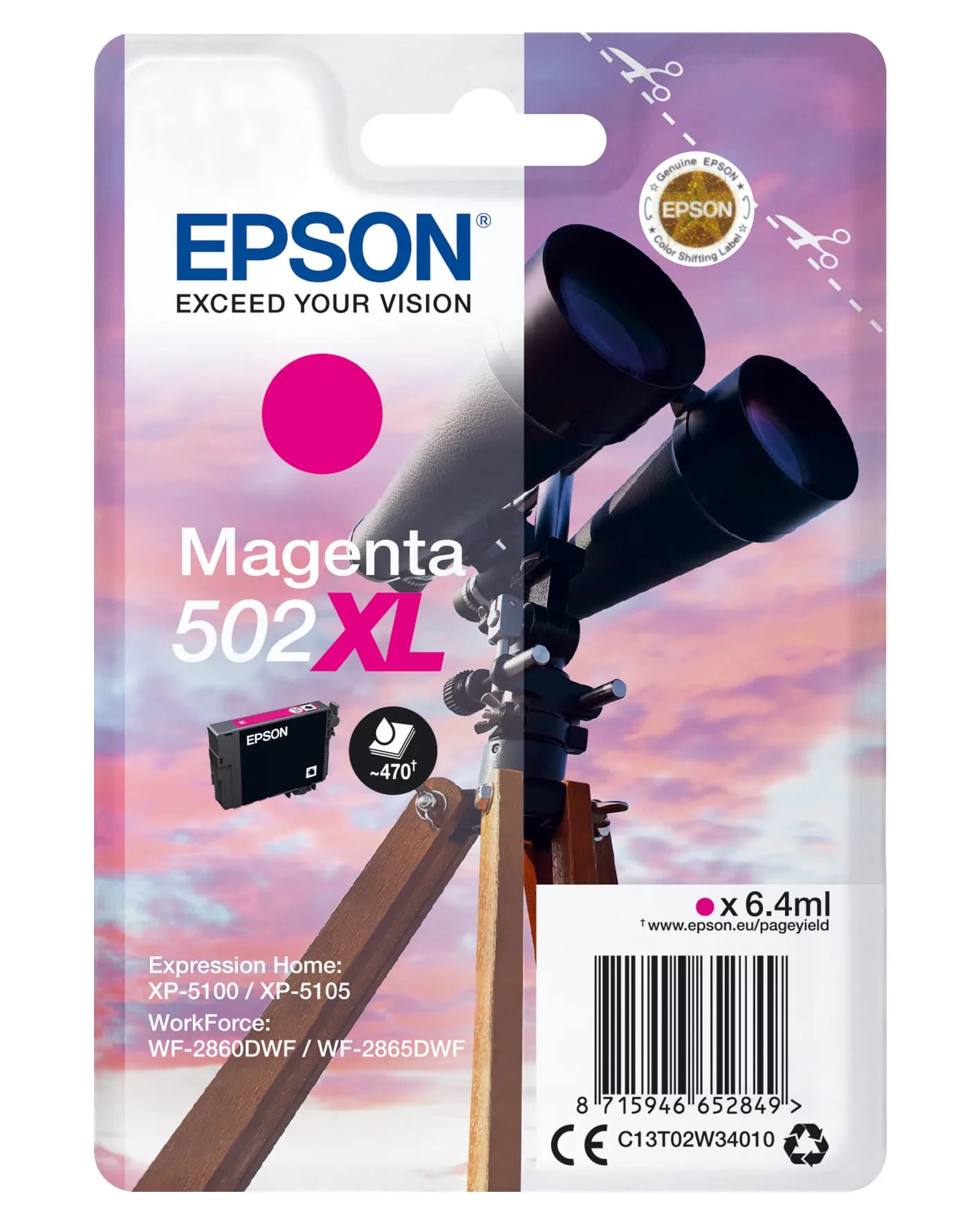 Epson 502XL -mustekasetti, 6.4 ml, magenta