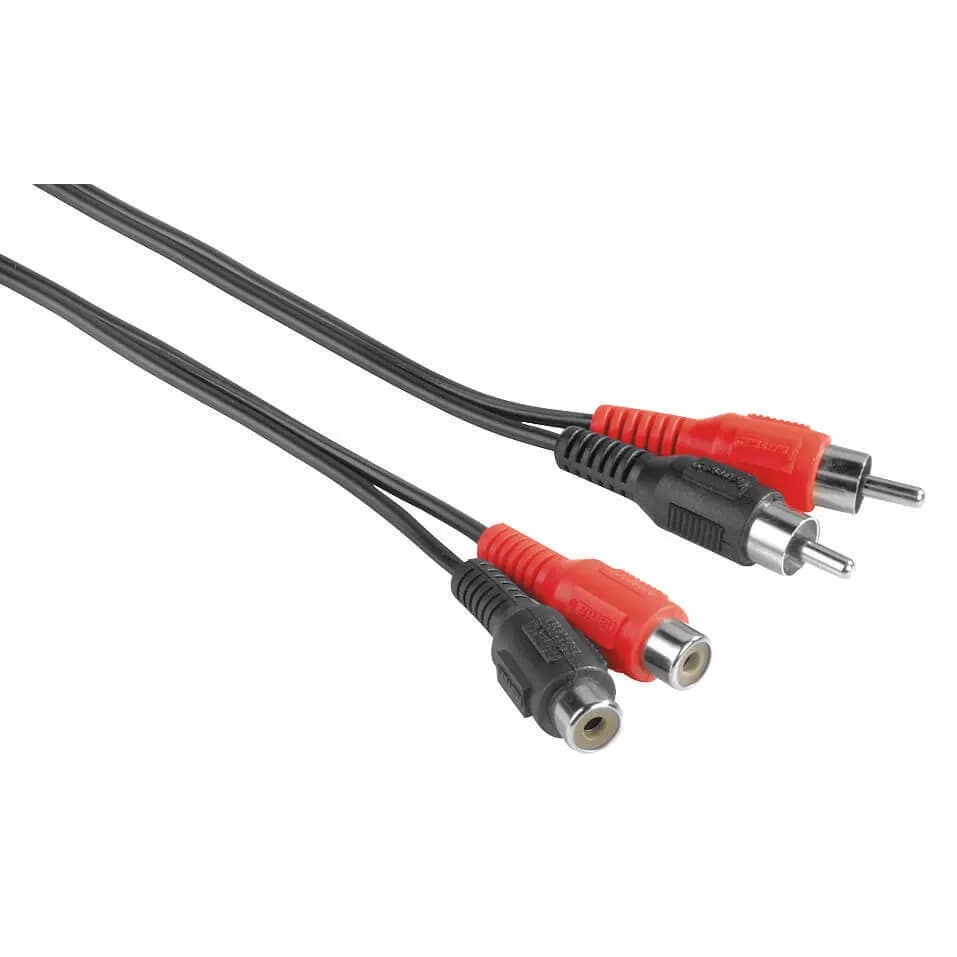 Hama EXXTER 2x RCA audio -jatkokaapeli, 2,5 m, musta