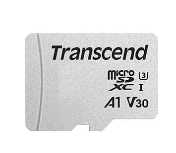 Transcend 300S 64 Gt MicroSDXC UHS-I U1 V30 A1 -muistikortti + SD-adapteri, hopea