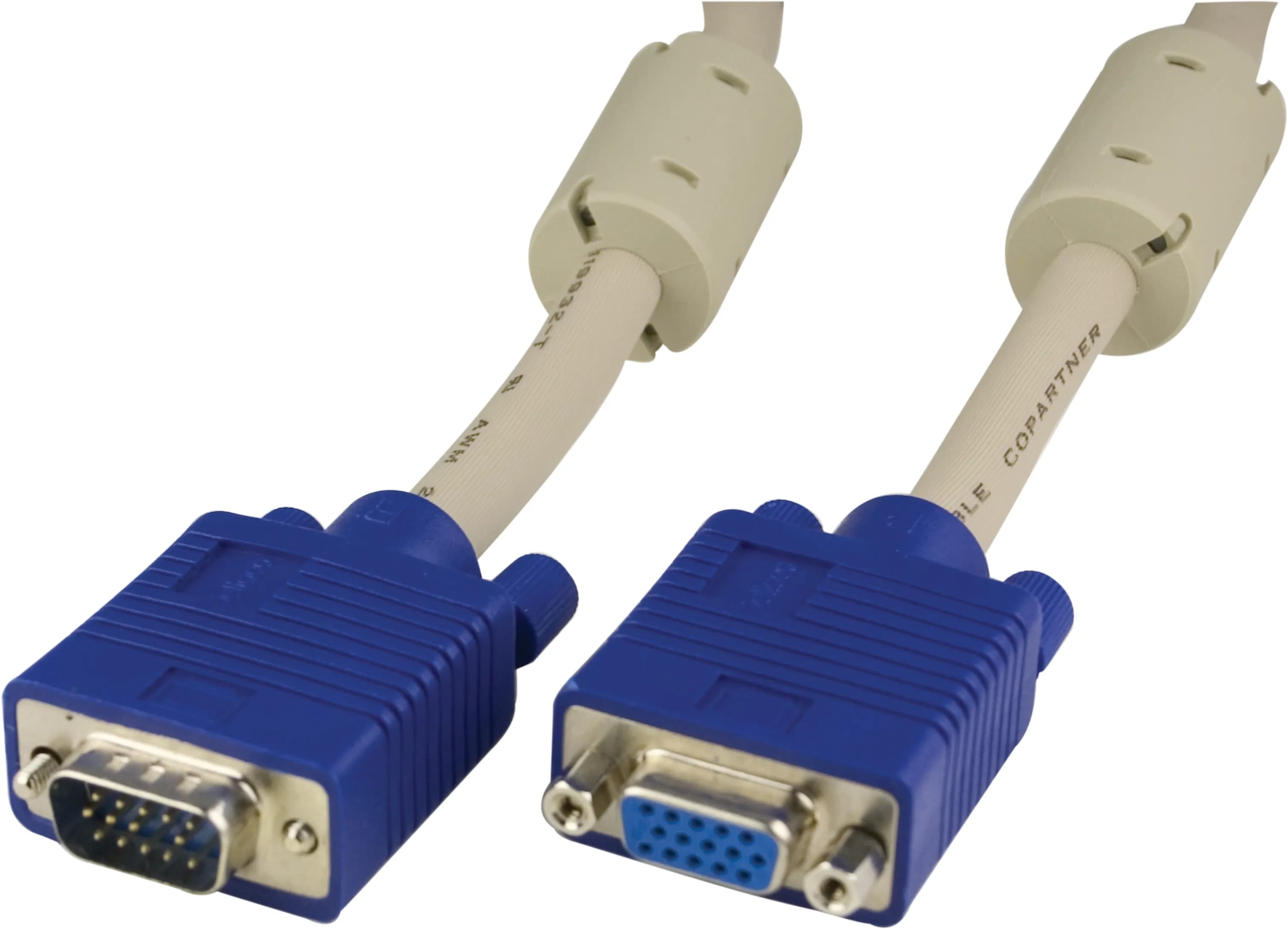 Deltaco RGB-6B VGA Extension -kaapeli, 5 m, harmaa