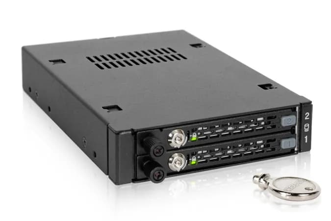 ICY DOCK ToughArmor MB492SKL-B 2,5"" hot swap -asemaräkki, 3,5"" asemapaikkaan, 2-paikkainen, SATA/SAS, avainlukitus, musta