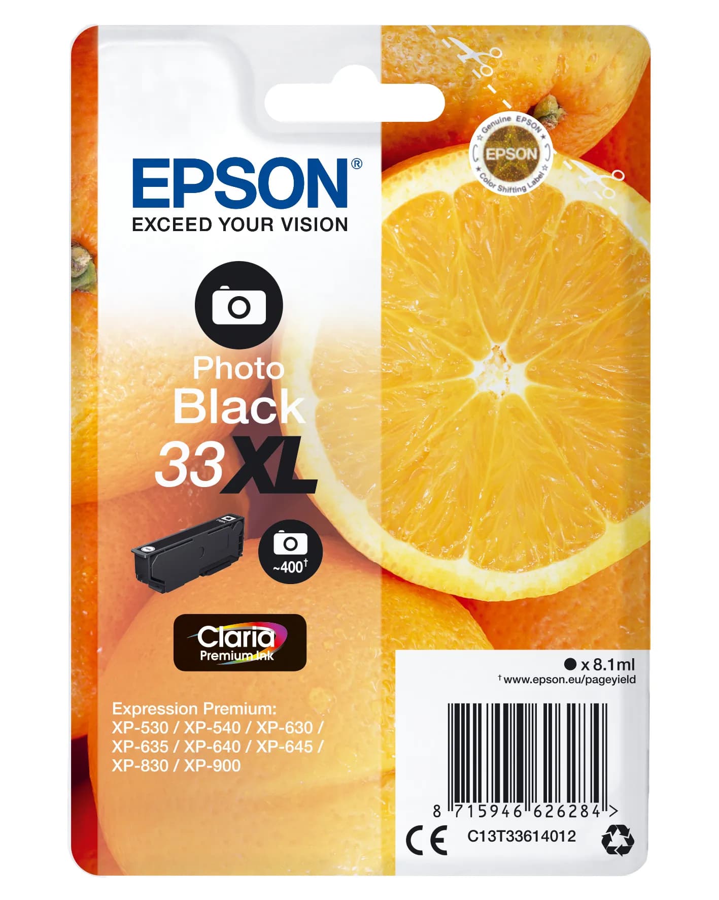 EPSON 33XL -mustekasetti, 8.1 ml, valokuvamusta