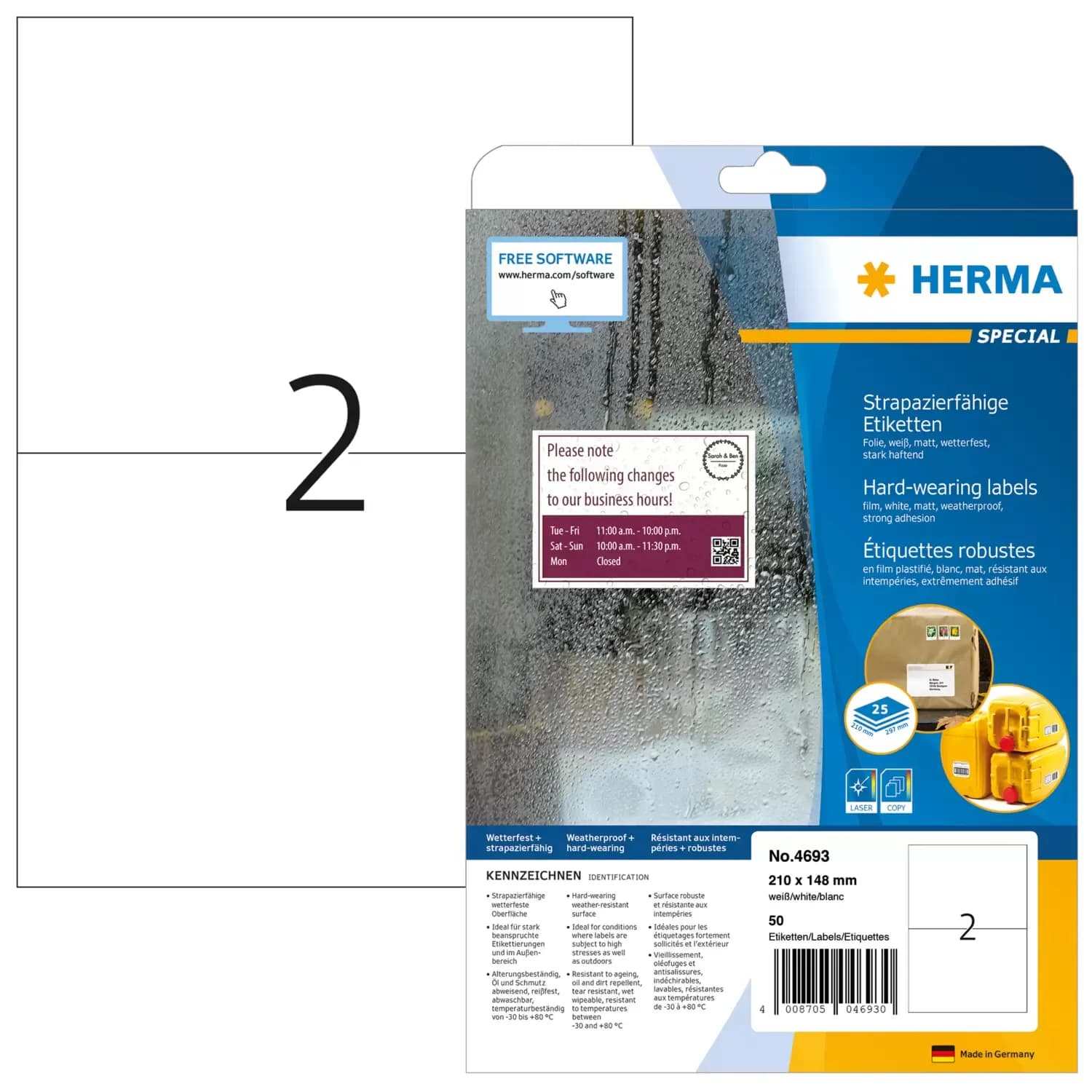 Herma label film extra strong 210x148 matt (50)