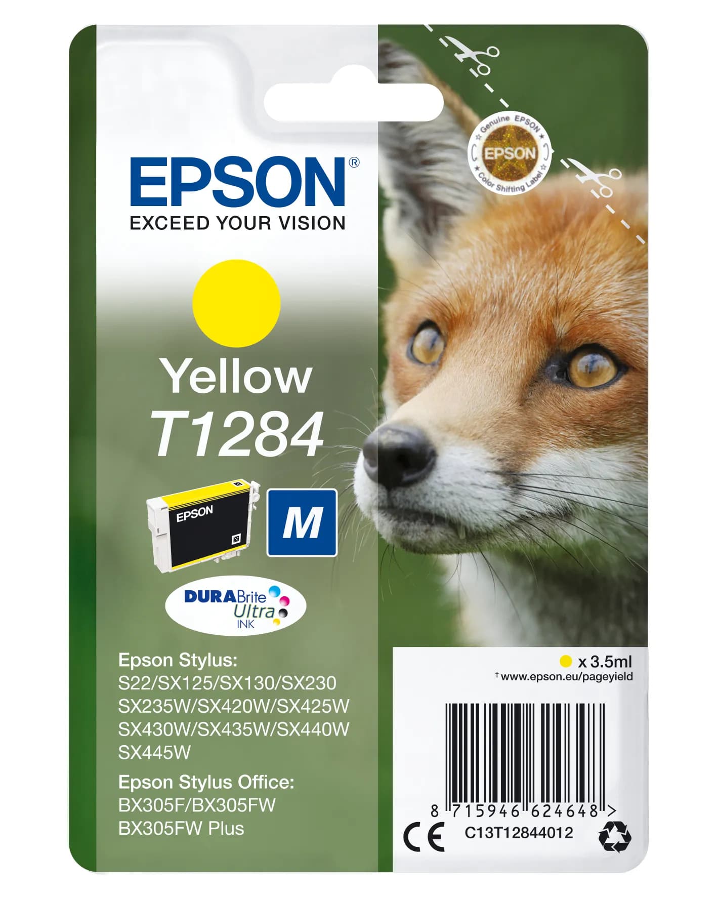 Epson T1284-mustekasetti, 3.5 ml, keltainen