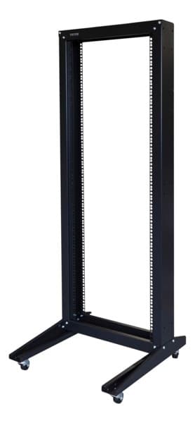 TOTEN, 19"" öppet golvtstativ med hjul, 32U, 600x600, max 150kg, svart