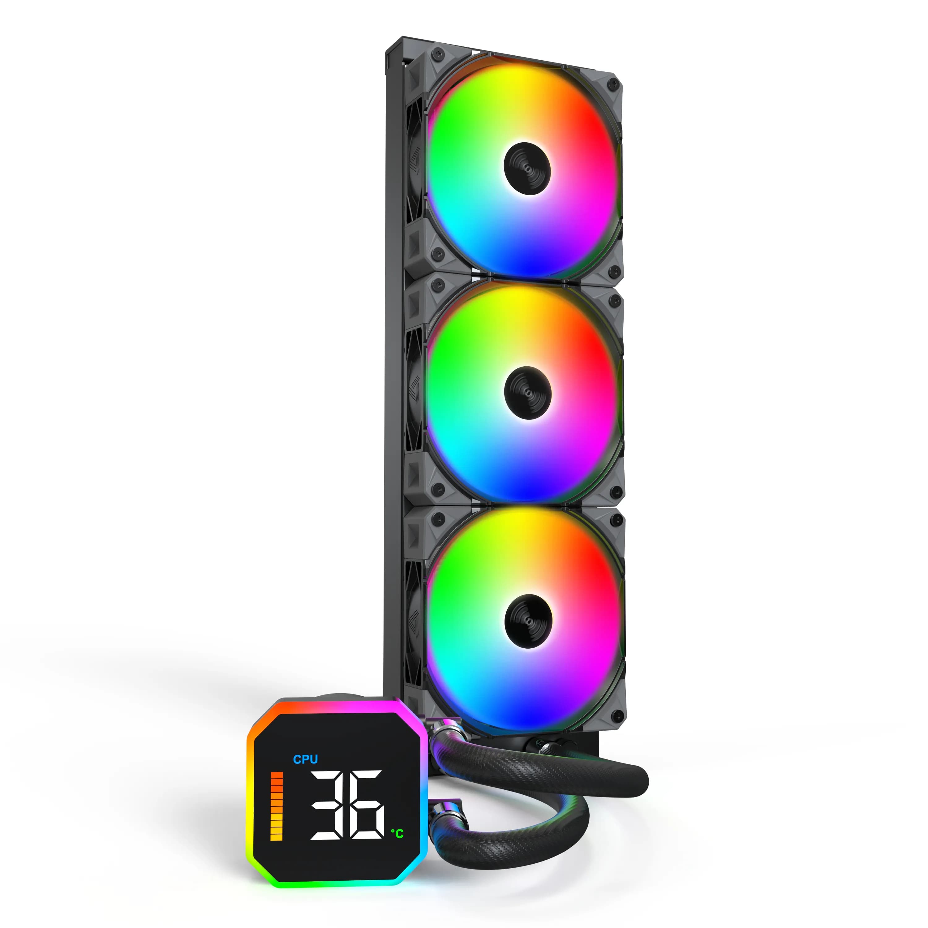 Montech HyperFlow Digital 360mm ARGB -nestejäähdytin, musta