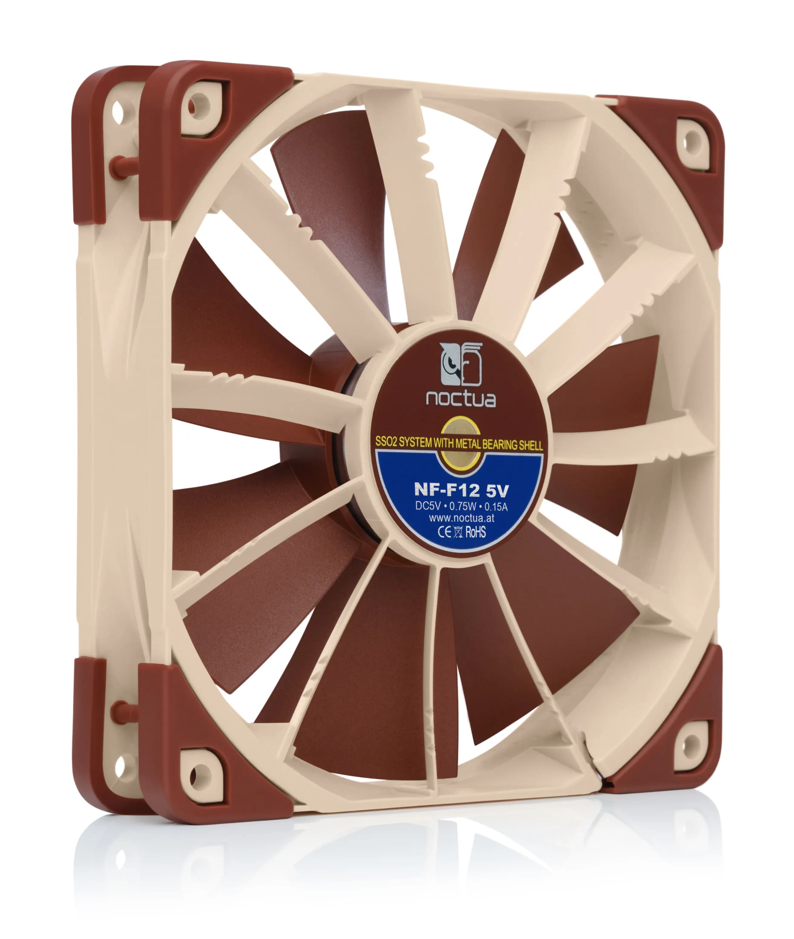 Noctua NF-F12 5V -kotelotuuletin, 120 mm, Beige/Ruskea