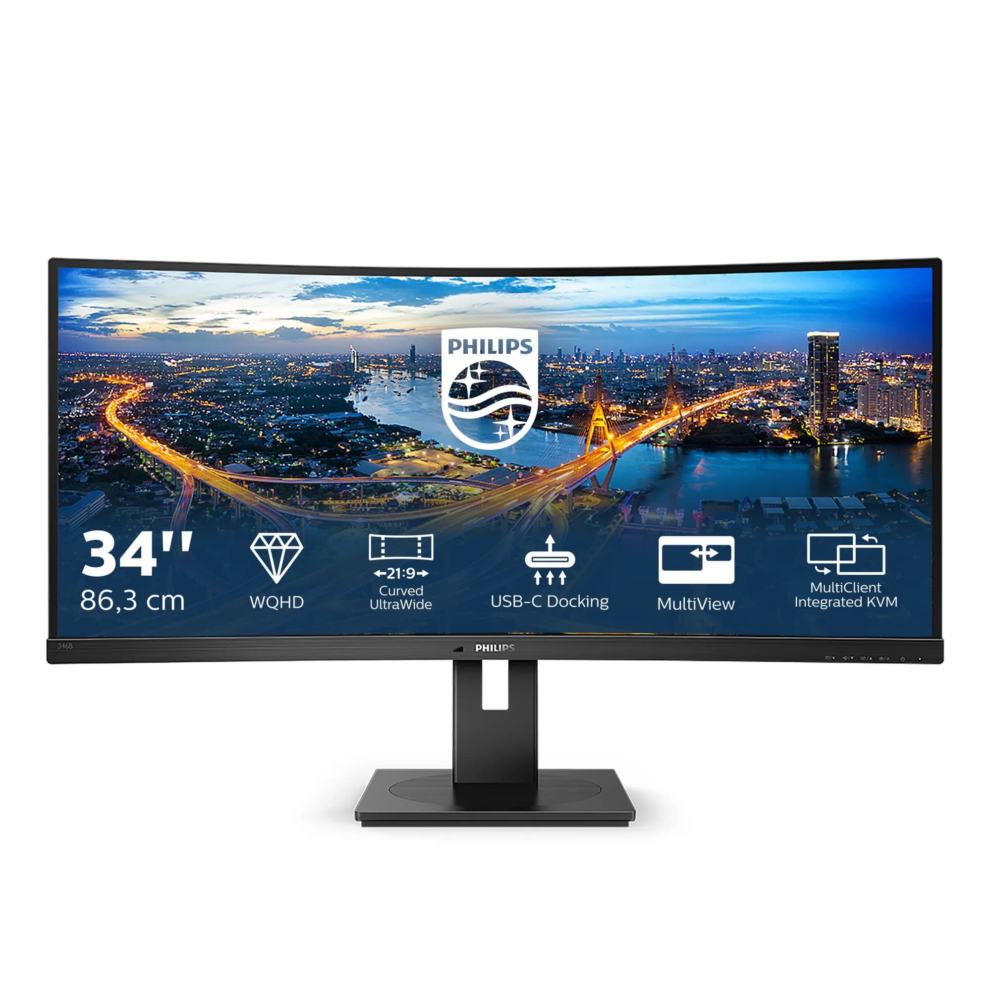 Philips B-Line 346B1C 34"" UWQHD, VA -kaareva näyttö, USB-C hub