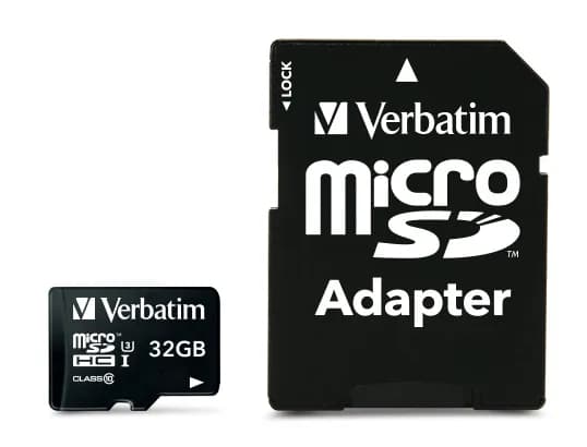 Verbatim Pro 32 Gt MicroSDHC Class 10 UHS-I V30 A1 -muistikortti + SD-adapteri, musta