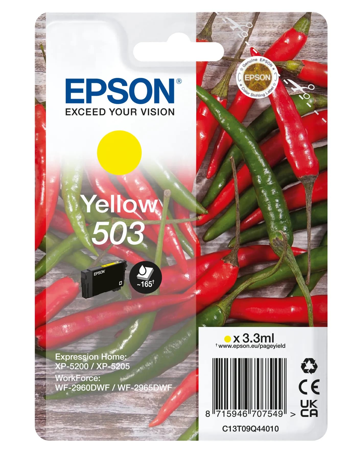 Epson 503 Chillies -mustekasetti, 3.3 ml, keltainen