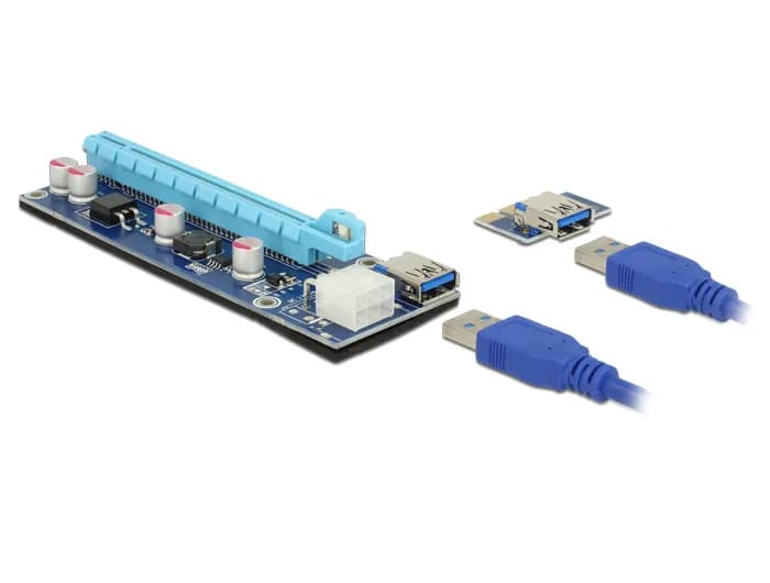Delock -PCIe-sovitekortti näytönohjaimelle, PCIe x1 - x16, 600 mm