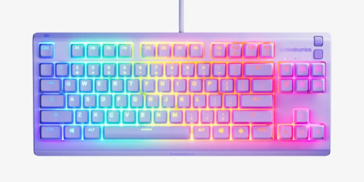 SteelSeries Apex 3 TKL -pelinäppäimistö, Whisper Quiet, laventeli