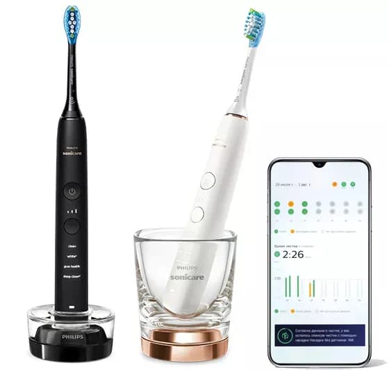 Philips Sonicare DiamondClean 9000 HX9914/57 -sähköhammasharja, 2 kpl, musta/ruusukulta