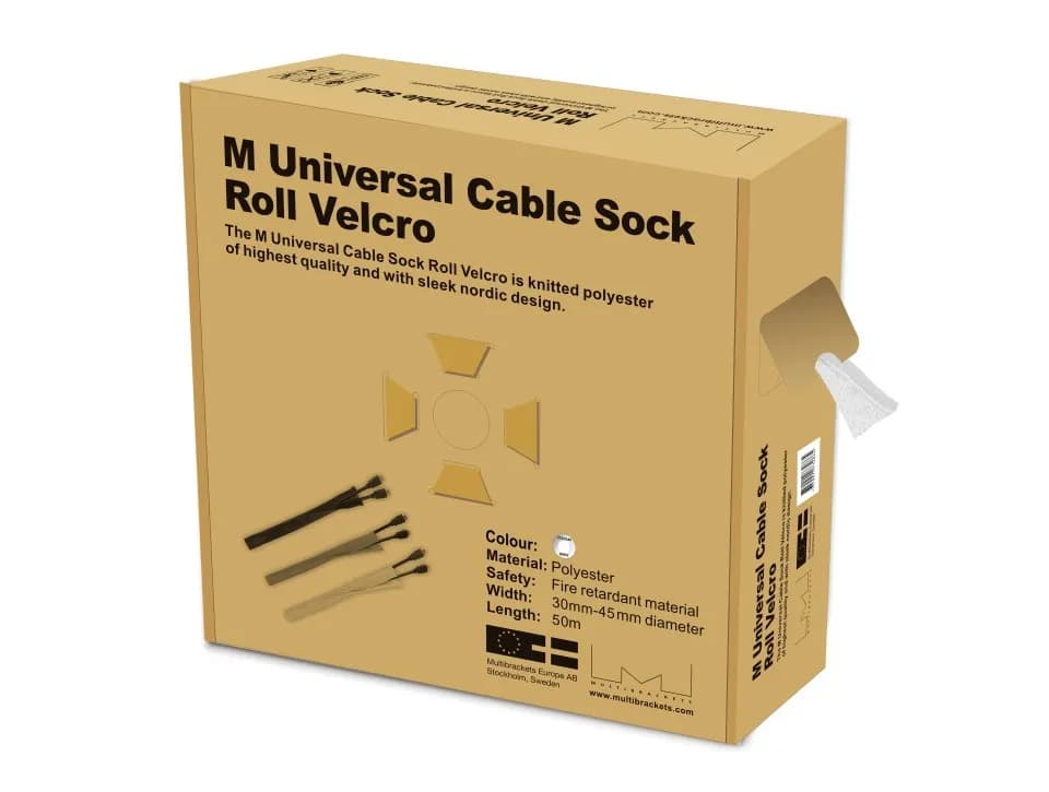 Multibrackets M Universal Cable Sock Velcro - Kaapelin järjestäjä - valkoinen - polyesteri