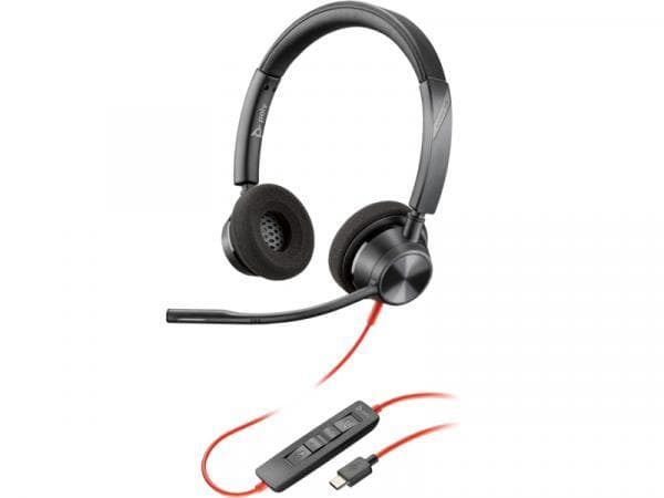 HP Poly Blackwire 3320 -kuulokemikrofoni + USB-C-USB-A-adapteri, musta
