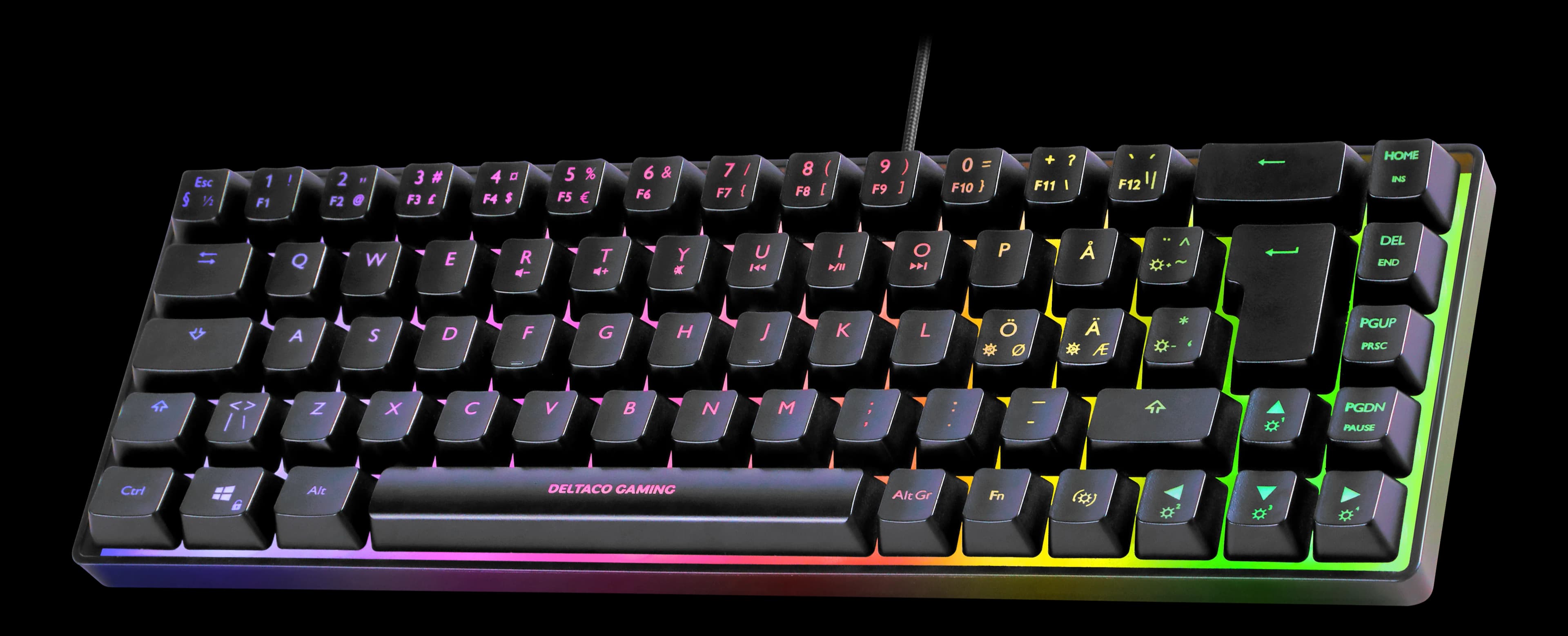 DELTACO GAMING DK240 60% -pelinäppäimistö, Membrane, musta, läpikuultava