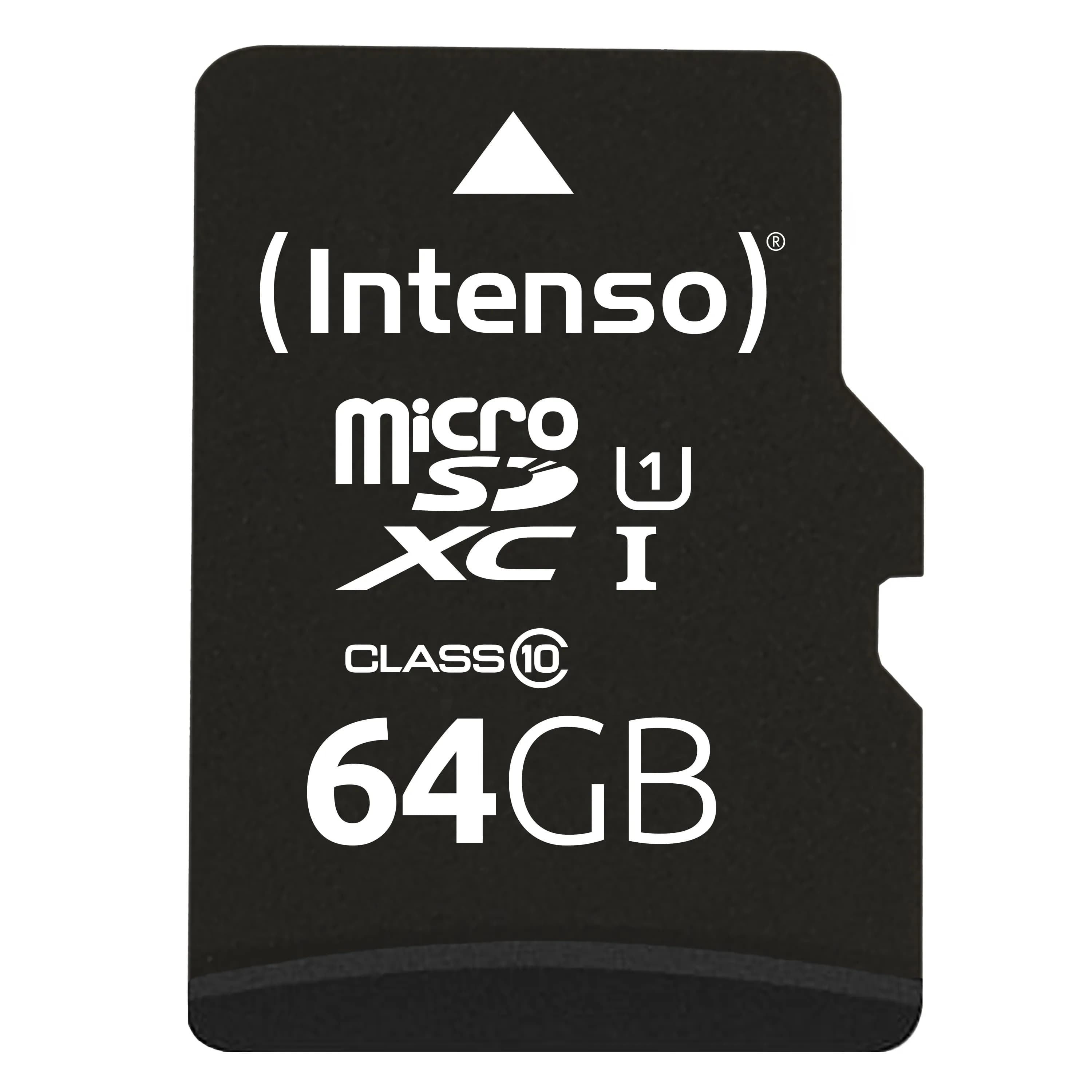 Intenso 64 Gt MicroSDXC UHS-I U1 Class 10 -muistikortti + SD-adapteri, musta