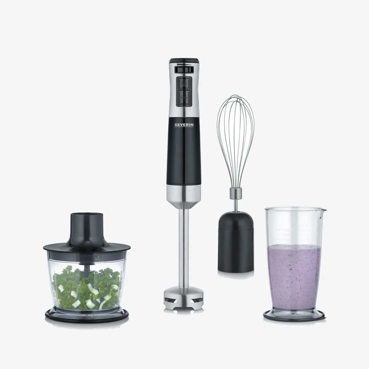 SEVERIN SM3772 600 W 0,7 l -sauvasekoitinsarja, musta ja ruostumaton teräs