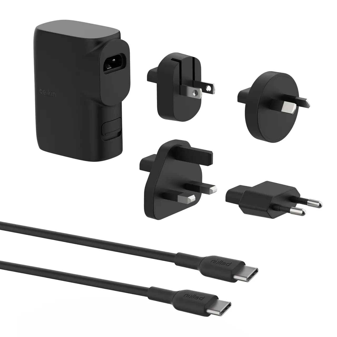 Belkin BoostCharge Hybrid Wall Charger 25W + Power Bank 5K + Travel Adapter Kit -laturi, varavirtalähde, Musta