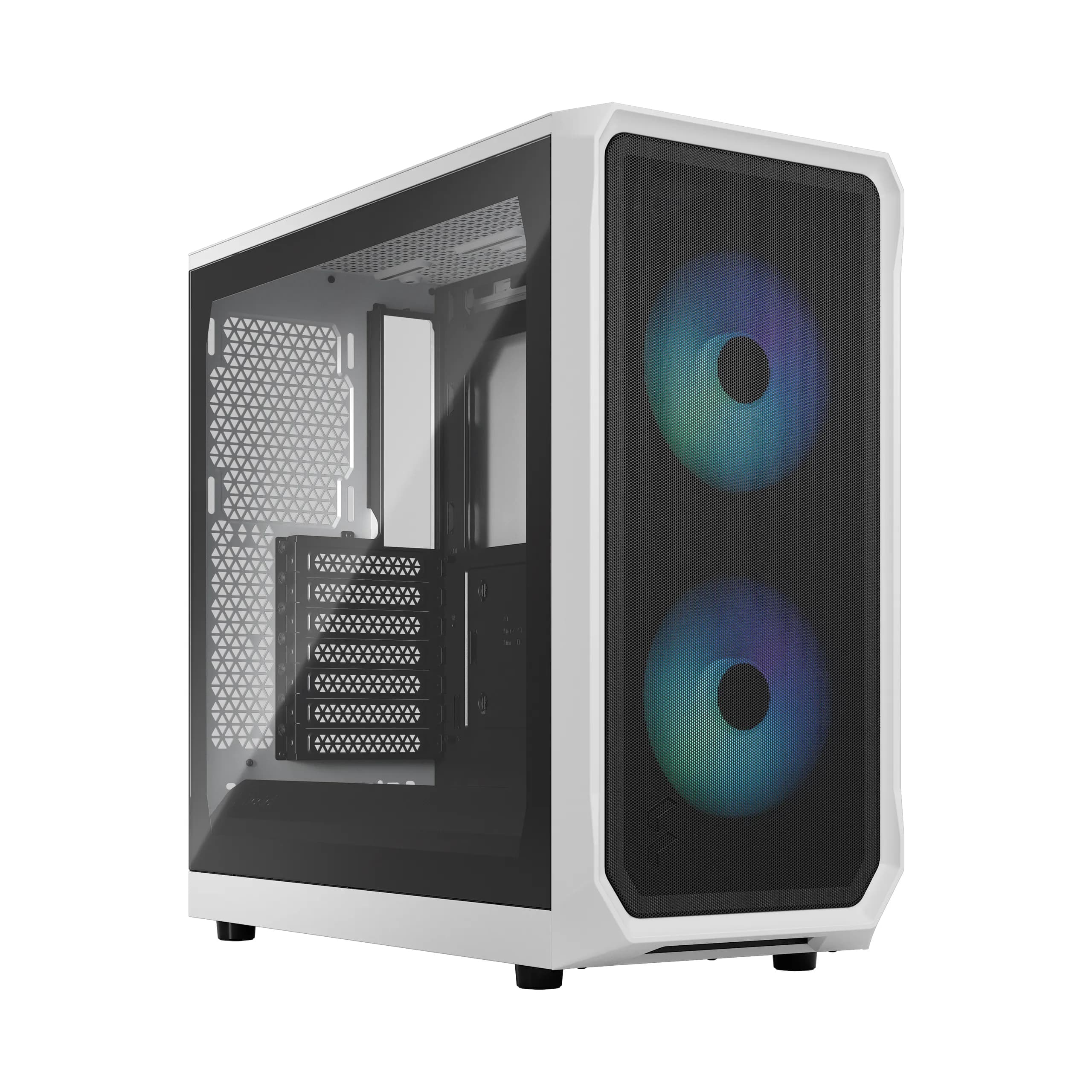 Fractal Design Focus 2 RGB -miditornikotelo RGB-valaistuksella ja läpinäkyvällä ikkunalla, valkoinen