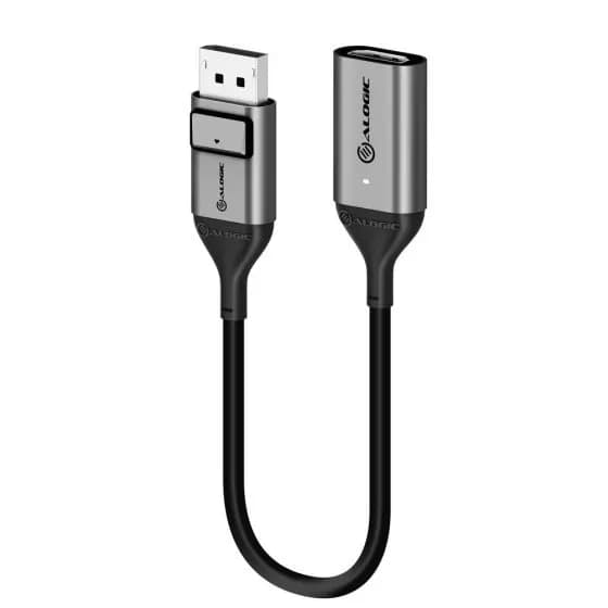 Alogic DisplayPort – HDMI 1.4 -kaapeli, 0,2 m, Musta/Hopea