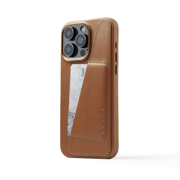 Mujjo Full Leather Wallet, iPhone 15 Pro Max -lompakkokotelo, Ruskea