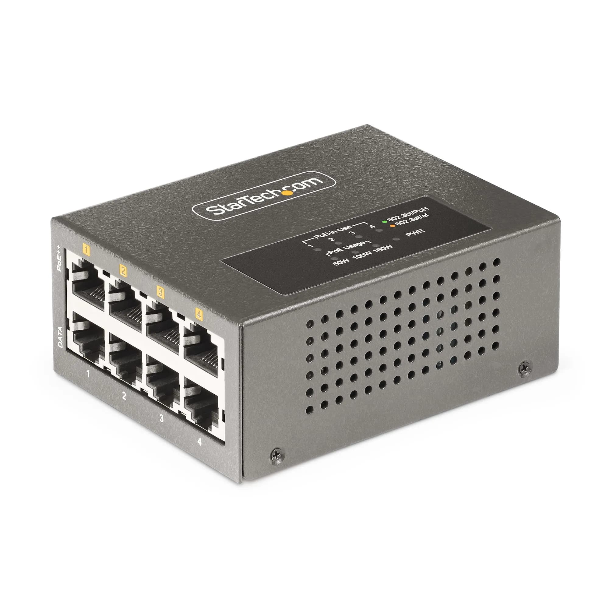 STARTECH.COM 4-Port Multi-Gigabit PoE++ Injector 5/2.5G Ethernet NBASE-T PoE/PoE+/PoE++ 802.3af/802.3at/802.3bt up to 95W Unmanaged