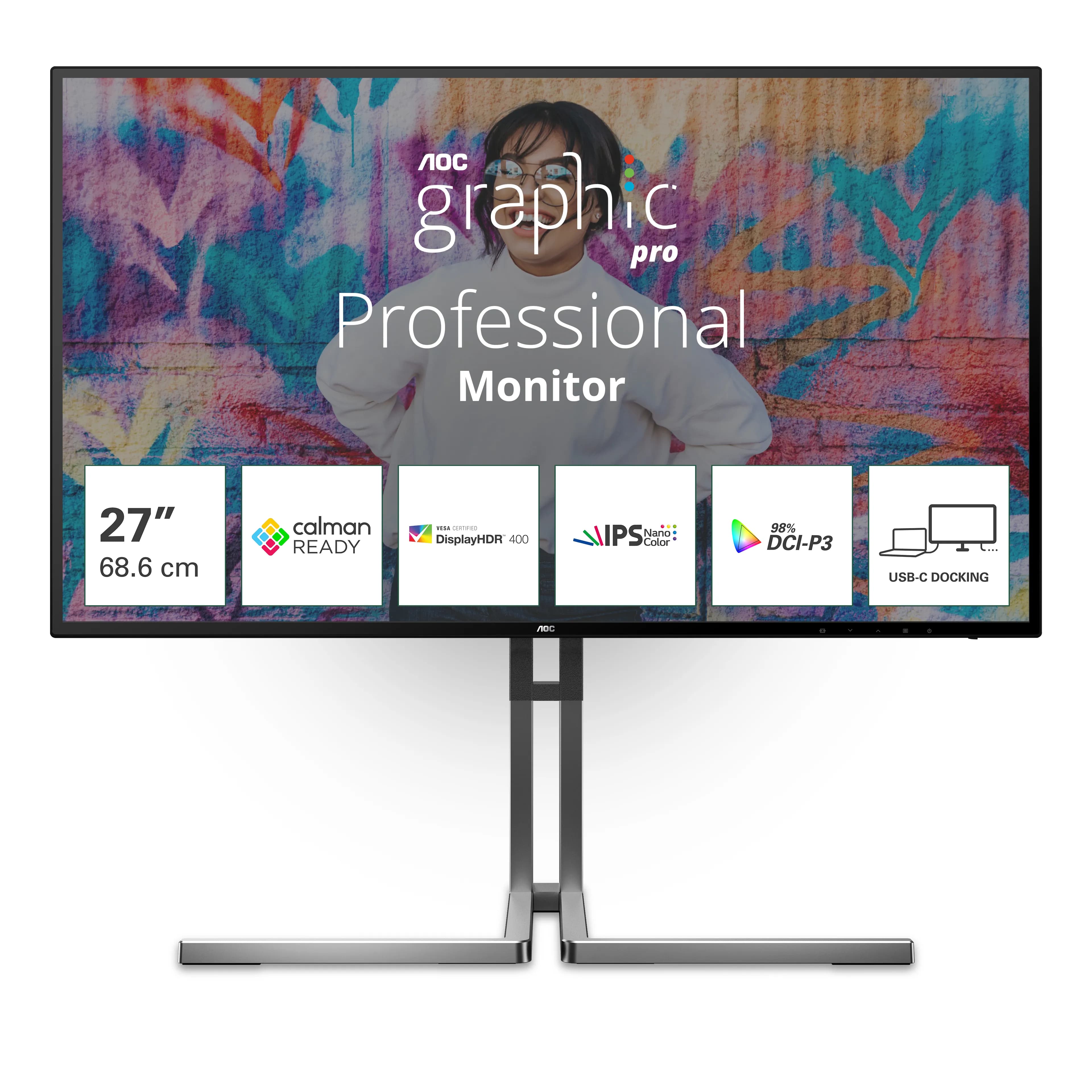 AOC U27U3CV 27"" 4K UHD, Nano IPS -näyttö, USB-C hub