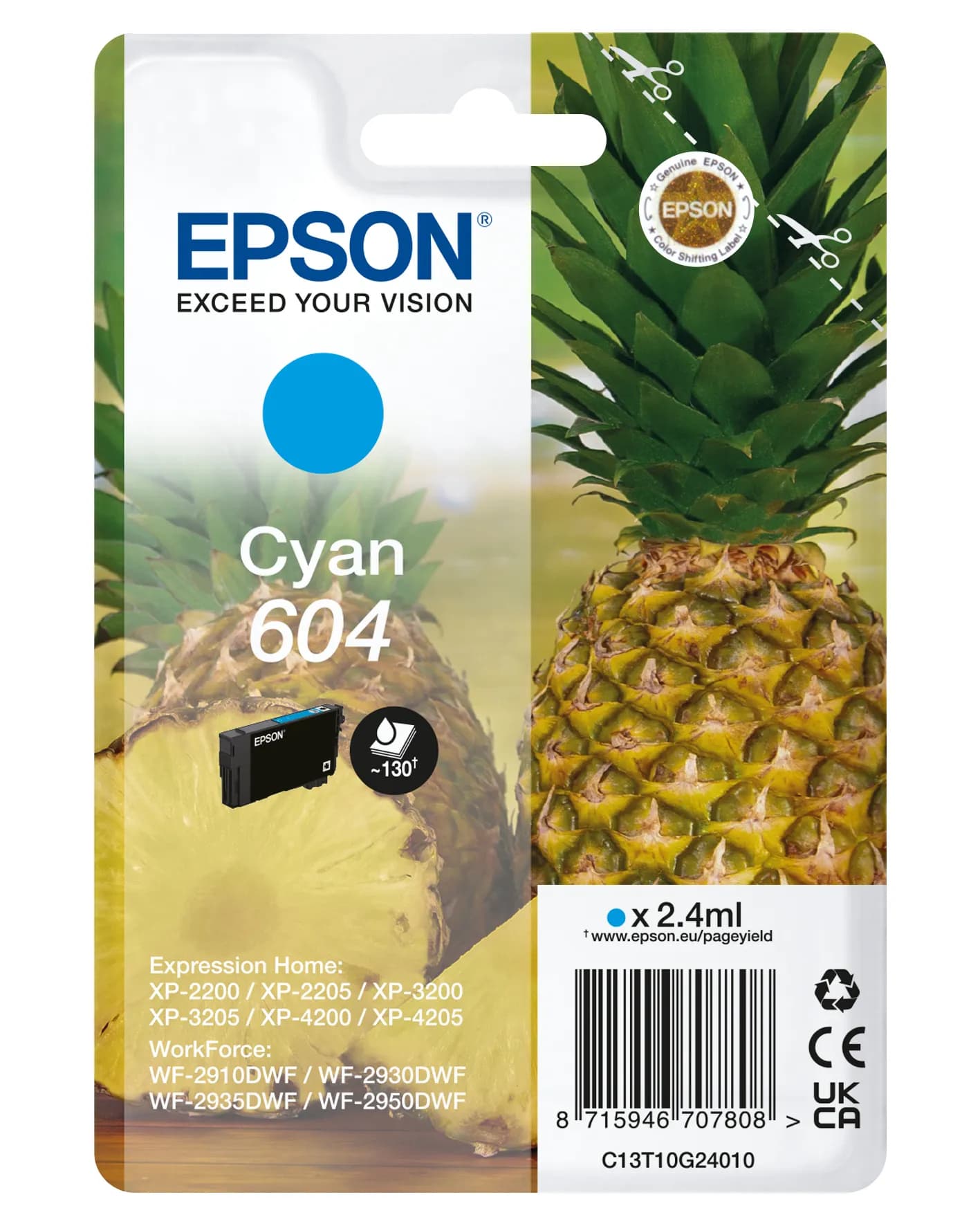 Epson 604 -mustekasetti, 2.4 ml, cyan