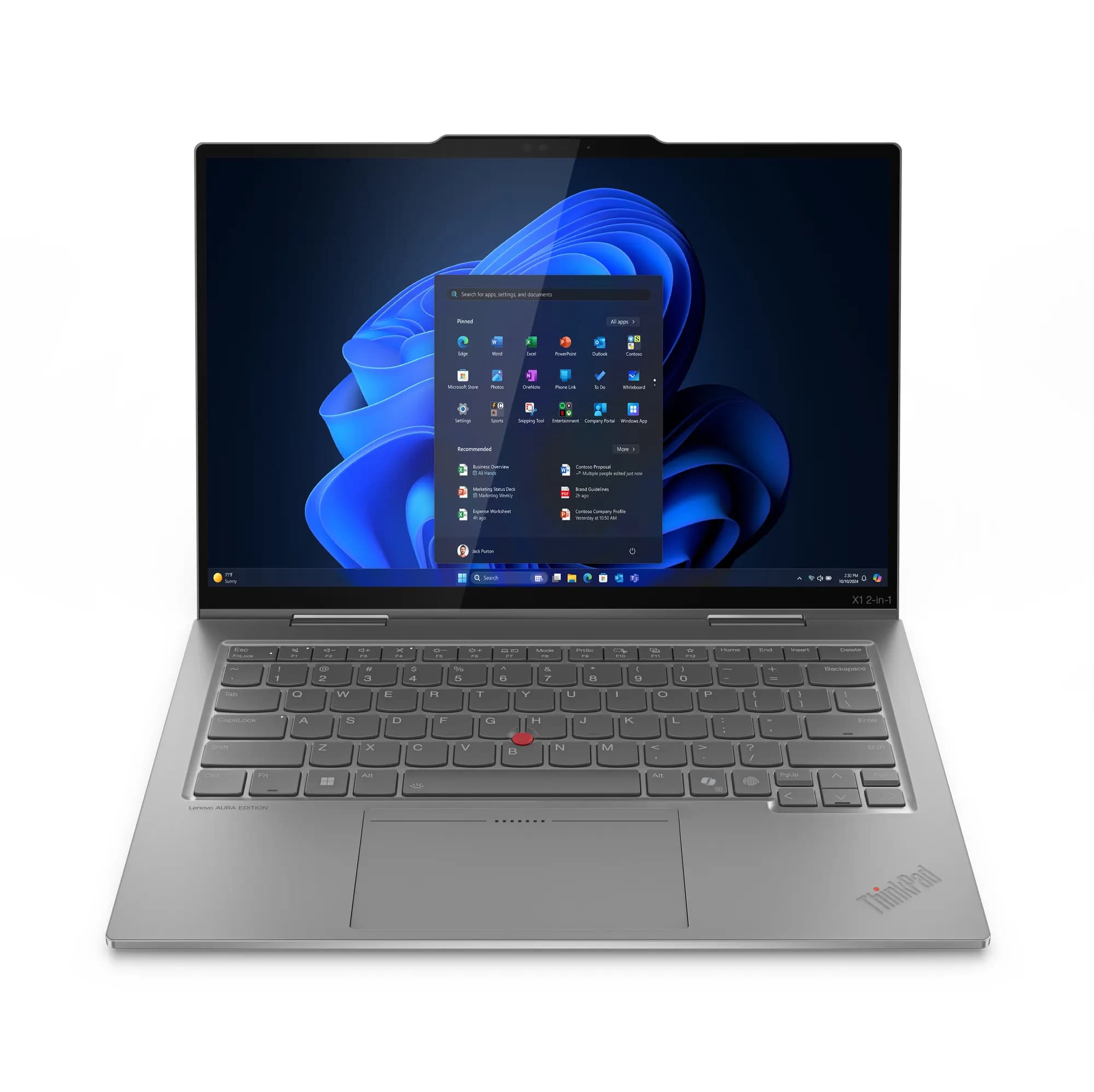 Lenovo ThinkPad X1 2-in-1 Gen 10 Aura Edition 14"" Ultra 7 258V, 32 Gt, 1 Tt, Win 11 Pro -kannettava, harmaa