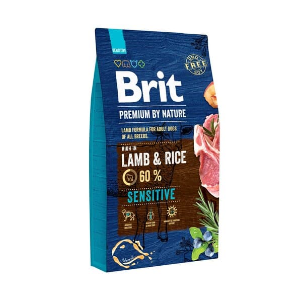 Brit Premium by Nature Sensitive Lamb & Rice, Koiran kuivaruoka, Adult, 8 kg