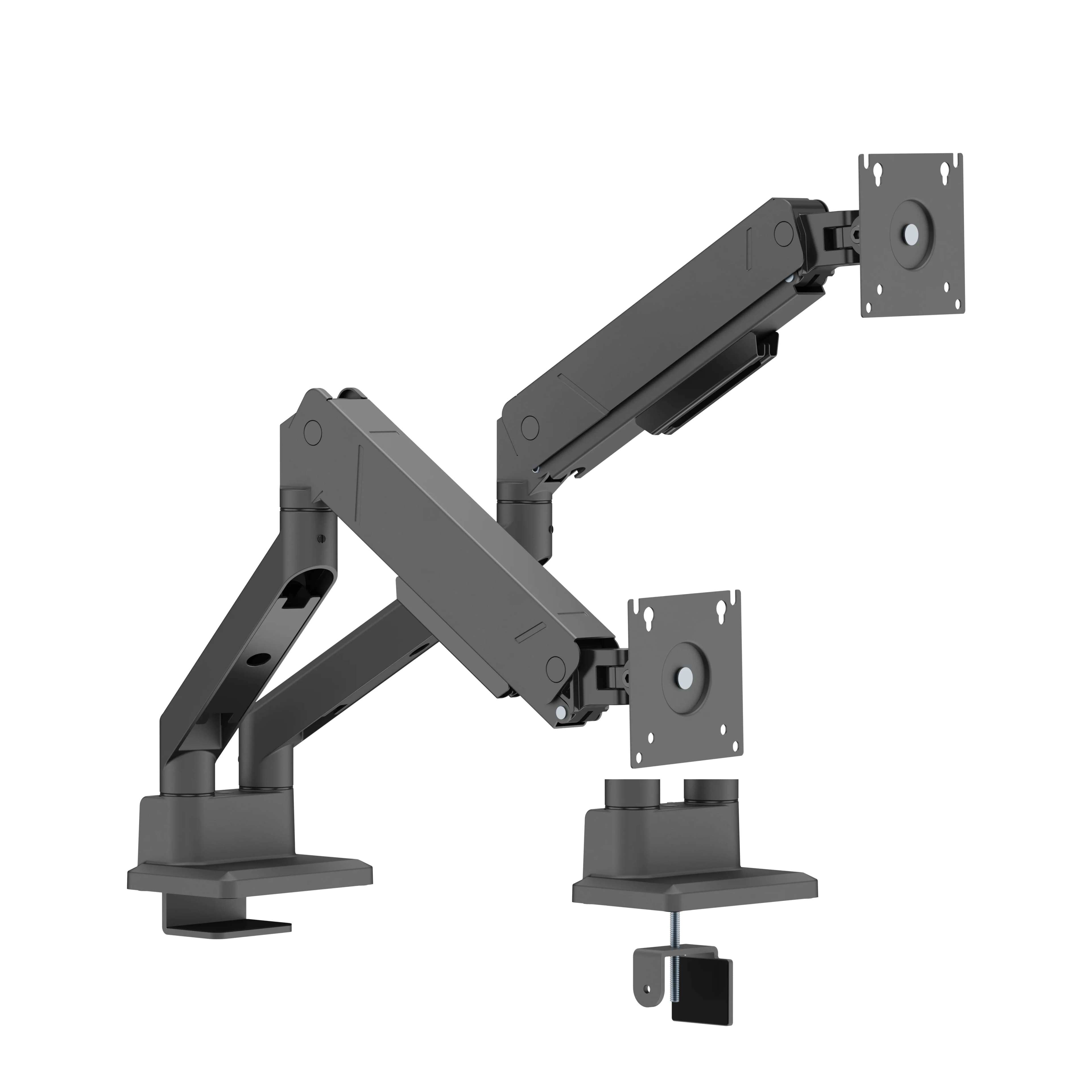 DELTACO ARM-536-2 -pöytäteline kahdelle näytölle 17-35"", kaasujousella, 16 kg, musta