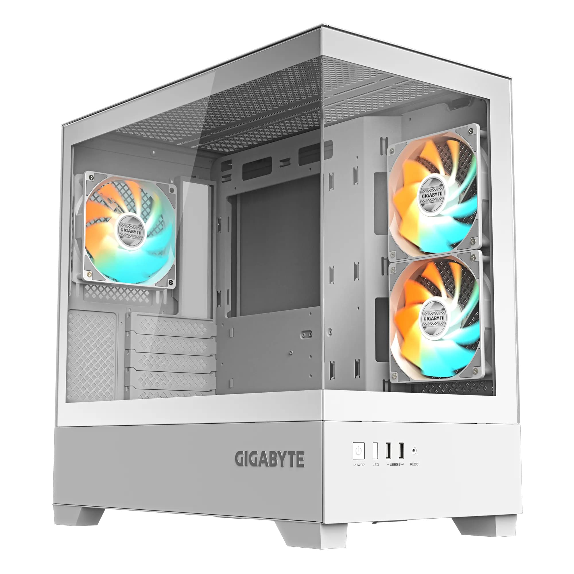 Gigabyte C201 Panoramic Ice -miditornikotelo ikkunalla, RGB-valaistuksella, valkoinen